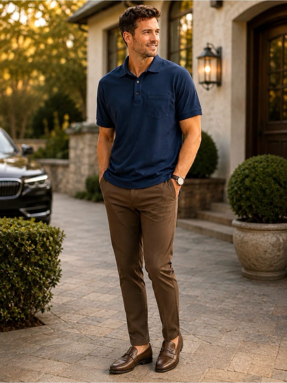 Daniel Cremieux Supima Cotton Polo Men’s Large Navy Resort Golf Quiet Luxury